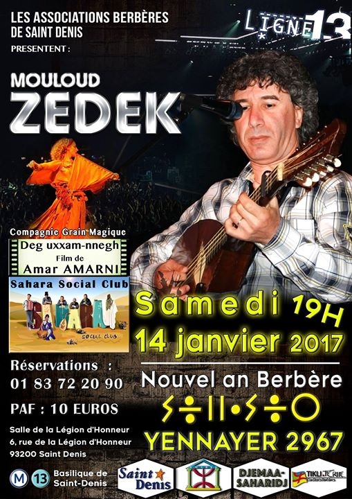 Yennayer 2967 à Saint-Denis avec Zedek Mouloud