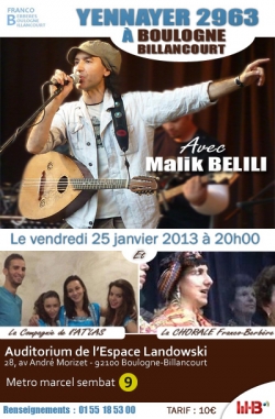 Nouvel an berbère  2963 à Boulogne-Billancourt avec Malik Belili